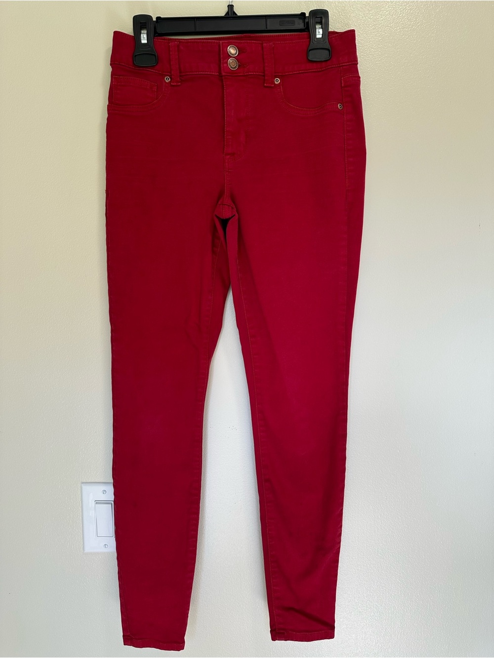 Women's Red High Rise Skinny Jeans